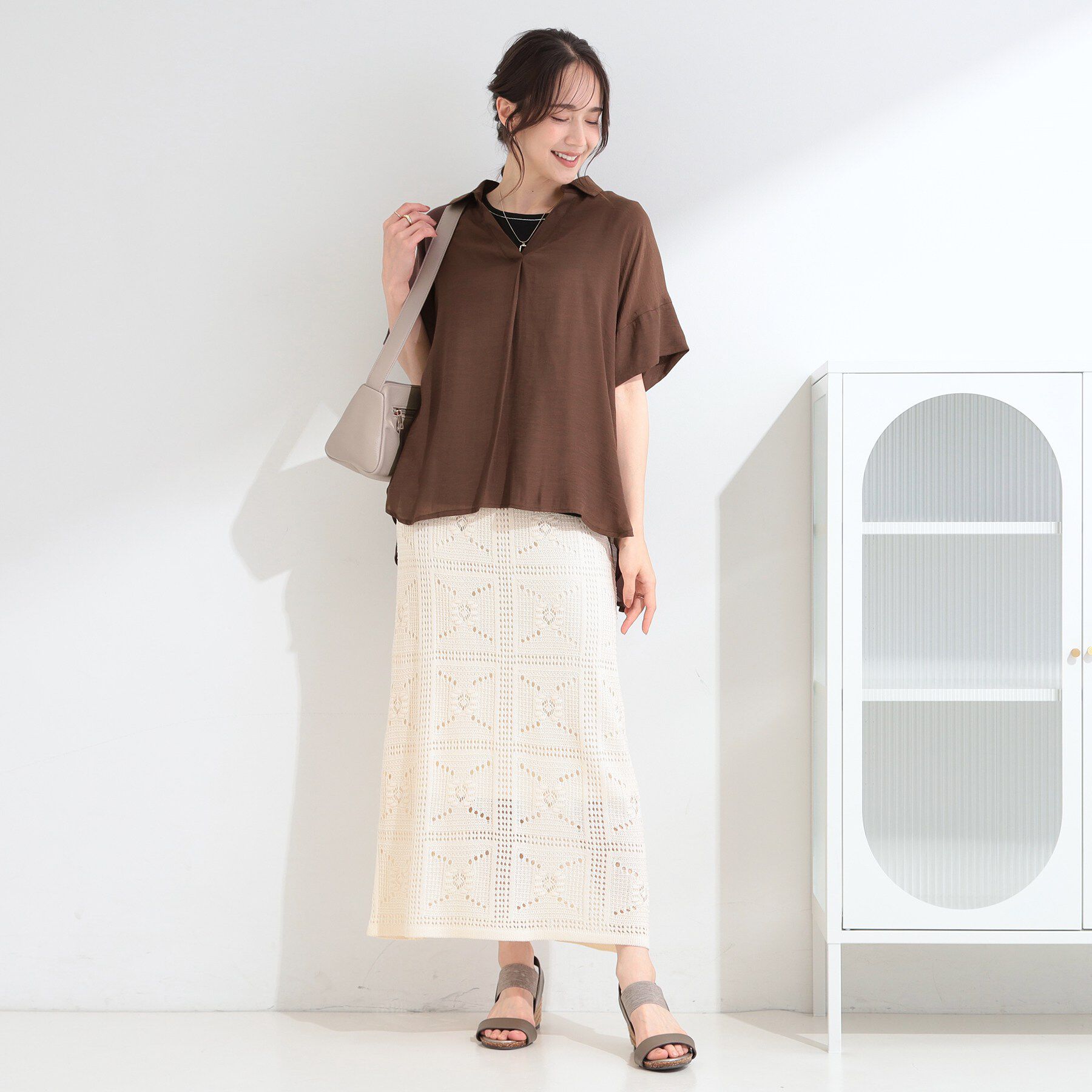 SHOO･LA･RUE「【2点セット/S-LL/洗濯機可】時短でコーデ決まる スラブスキッパーシャツ＋タンクトップ」|その他|