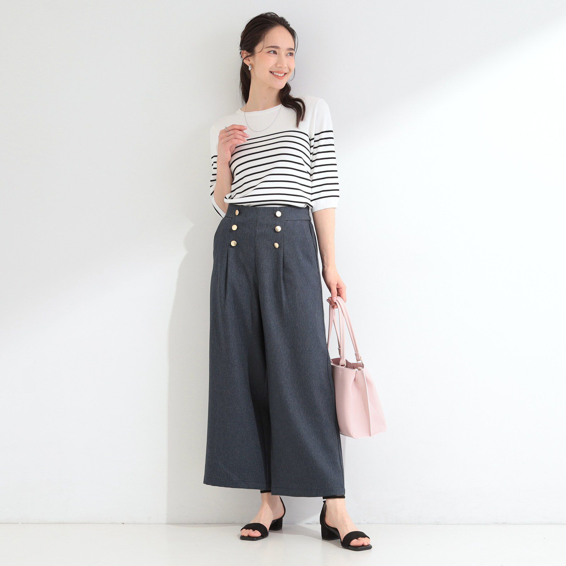 SHOO･LA･RUE「【S-LL/洗濯機可】金ボタンが上品 デニム調マリンパンツ」|その他|