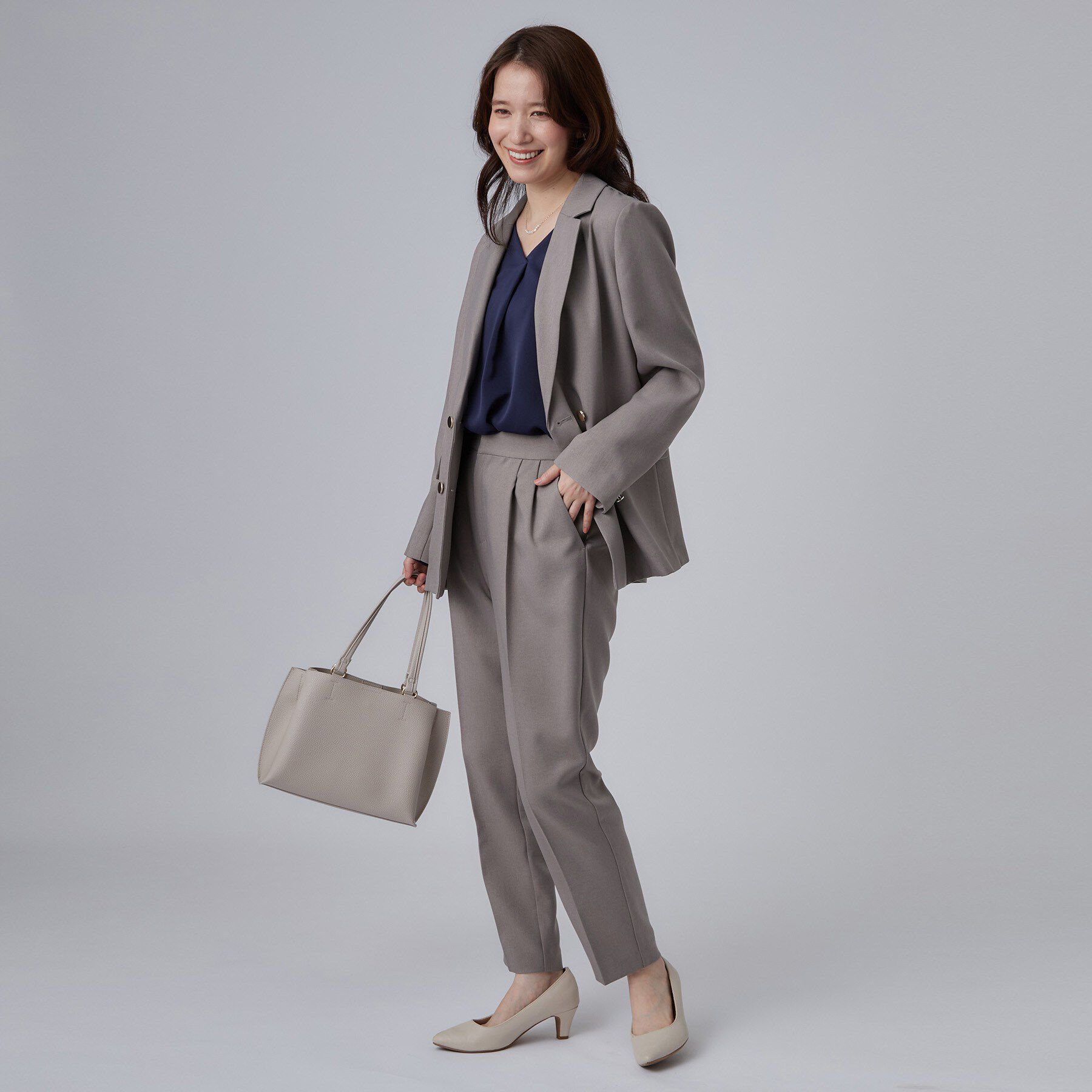 SHOO･LA･RUE「【セットアップ可/通勤/洗濯機可/SS-LL】オンオフ使える ダブルブレストジャケット」|テーラードジャケット|