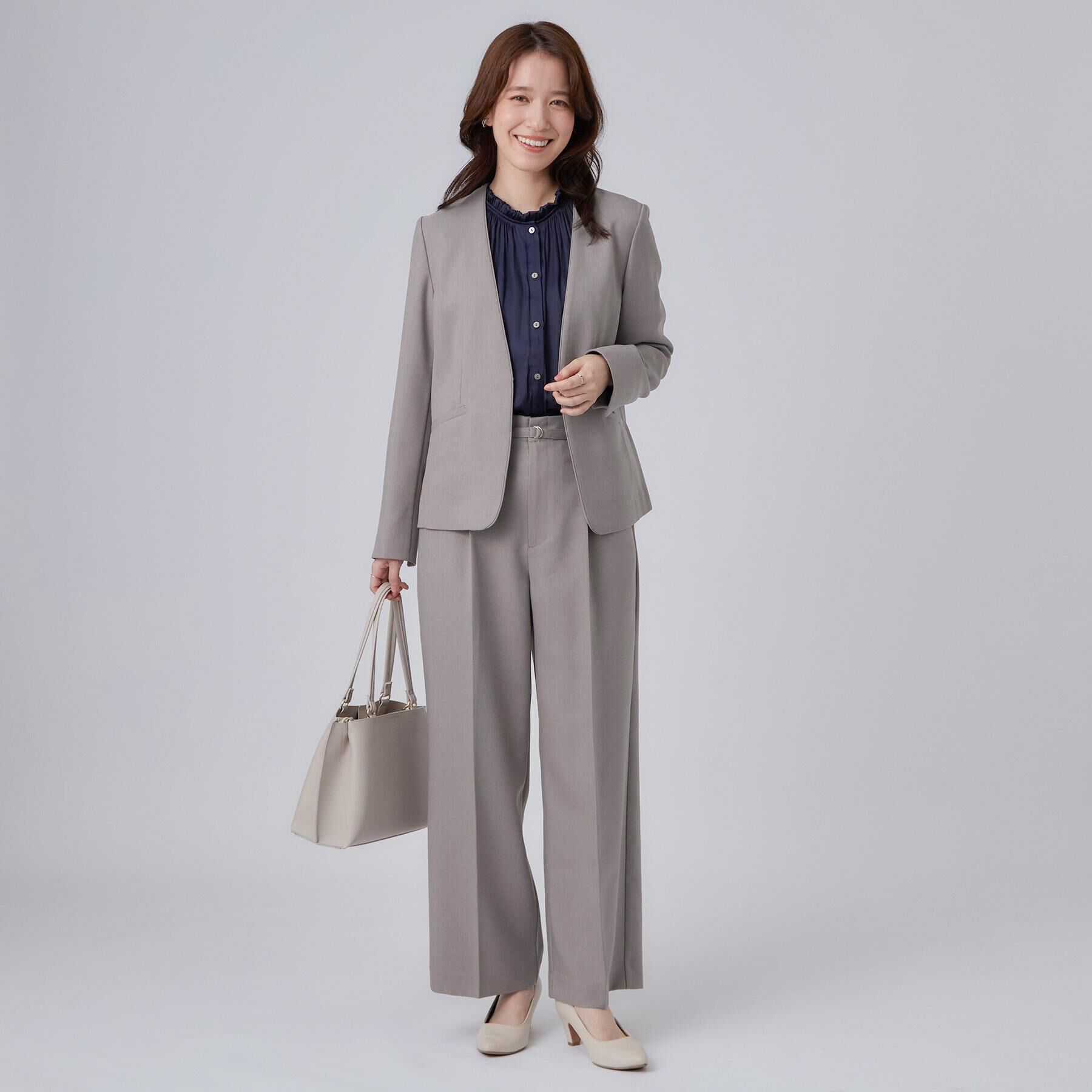 SHOO･LA･RUE「【セットアップ可/通勤/洗濯機可/SS-LL】女性らしく決まる カラーレスジャケット」|ノーカラージャケット|