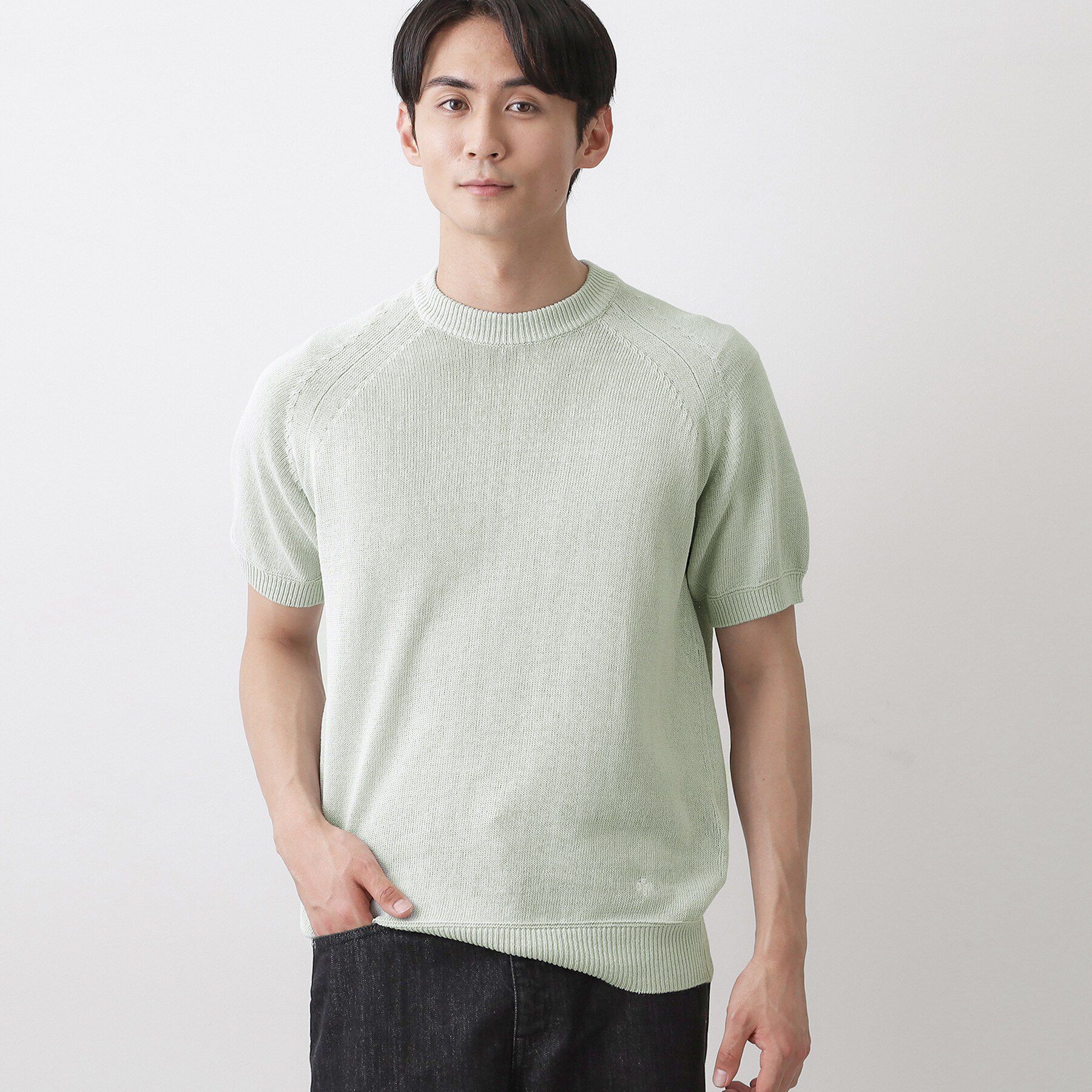 Dessin「ペーパーブレンドニットTシャツ」|ニット・セーター|サックスブルー(09