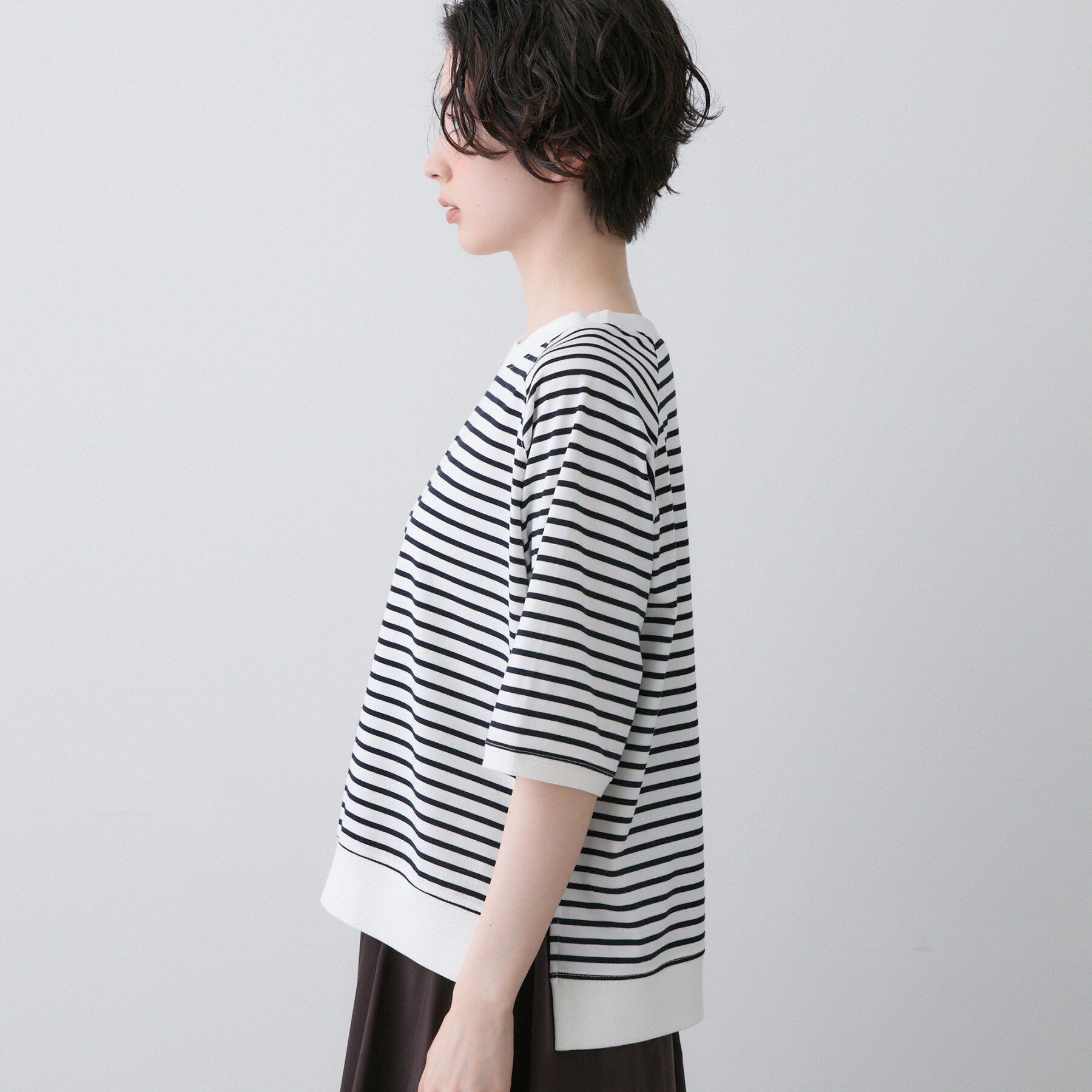 Dessin「【UVカット/接触冷感】フォルムカットソー5分袖」|Tシャツ・カットソー|