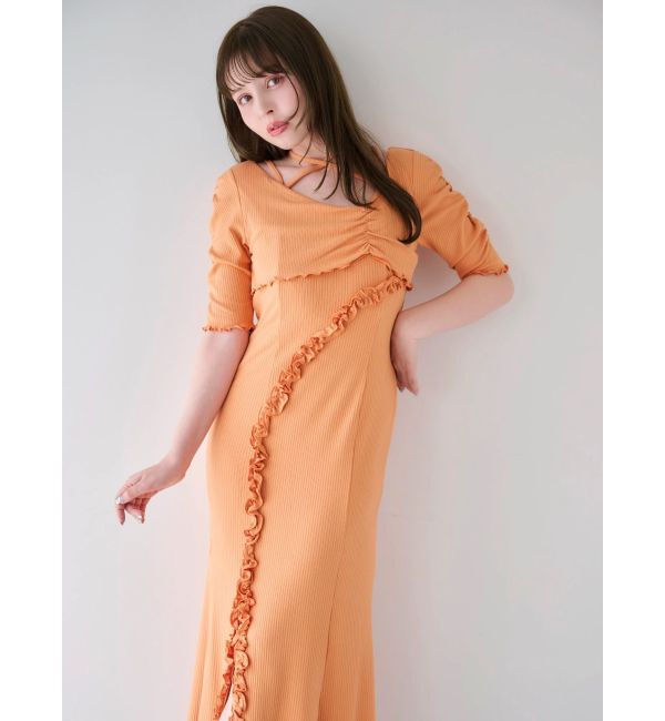dazzlin「アシメレイヤードカットワンピース」|ワンピース|オレンジ