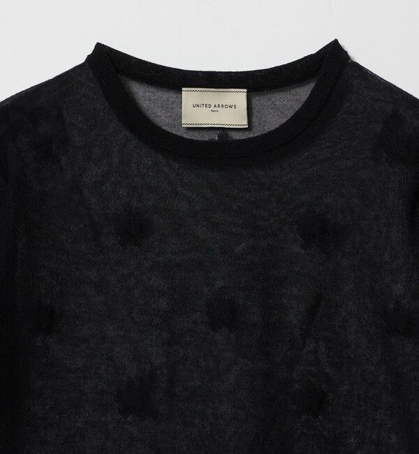 UNITED ARROWS「シアー フラワー ショートスリーブ ニット ‐ウォッシャブル‐」|ニット・セーター|
