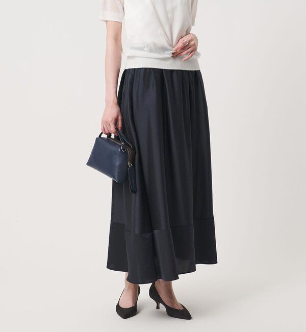 UNITED ARROWS「シルキー ギャザー スカート ‐ウォッシャブル‐」|スカート|NAVY