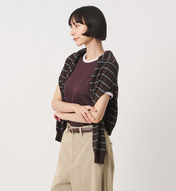 UNITED ARROWS「リブ バイカラーパイピング ショートスリーブ Tシャツ」|Tシャツ・カットソー|