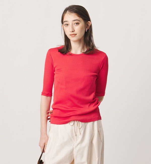 UNITED ARROWS「コットン テレコ 5分袖 カットソー」|Tシャツ・カットソー|PINK