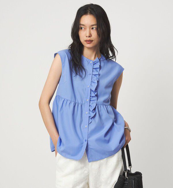 UNITED ARROWS green label relaxing「フロント フリル ノースリーブ ブラウス」|シャツ・ブラウス|COBALT
