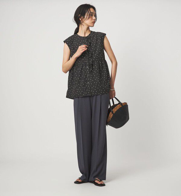 UNITED ARROWS green label relaxing「フロント フリル ノースリーブ ブラウス」|シャツ・ブラウス|