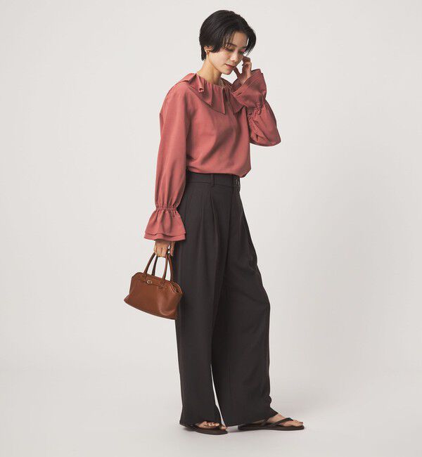 UNITED ARROWS green label relaxing「フリルカラー ブラウス マシンウォッシャブル 吸水速乾」|シャツ・ブラウス|