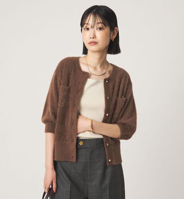 UNITED ARROWS green label relaxing「フラッフフェザー ハーフスリーブ ニット カーディガン」|カーディガン|