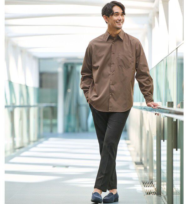 UNITED ARROWS green label relaxing「【WEB限定】JUST fit コットンライク リラックス シルエット 長袖 シャツ」|シャツ・ブラウス|