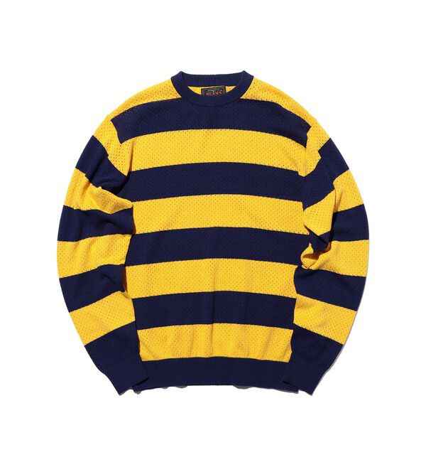 BEAMS PLUS「Crew Rugger Stripe」|ニット・セーター|YELLOW