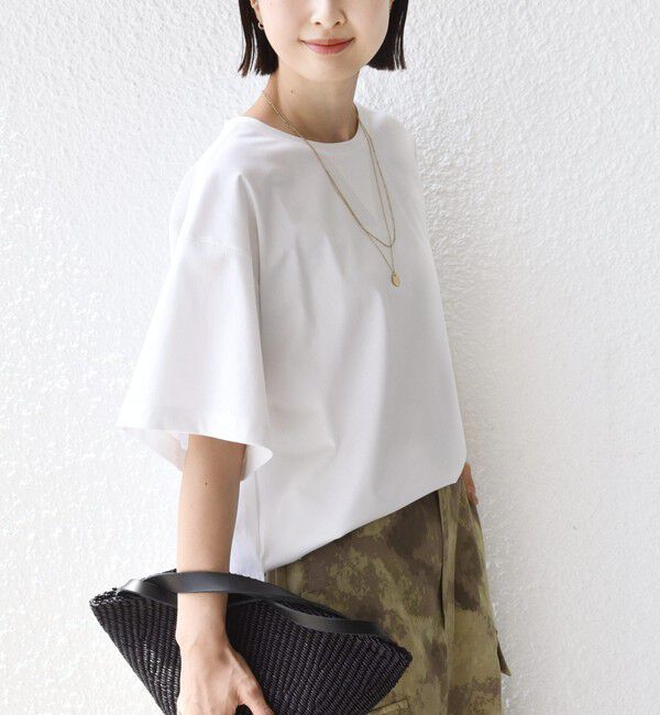 SHIPS for women「〈接触冷感/UVカット〉ガゼット デザイン ワイド スリーブ TEE」|Tシャツ・カットソー|