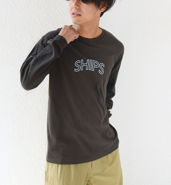SHIPS for women「【WEB限定】 SHIPS ラウンド プリント ロゴ ロングスリーブ TEE」|Tシャツ・カットソー|