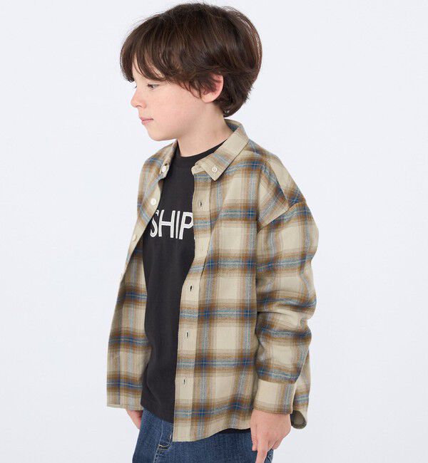 SHIPS KIDS「SHIPS KIDS:100～130cm / ネル チェック ボタンダウン シャツ」|シャツ・ブラウス|