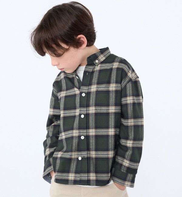 SHIPS KIDS「SHIPS KIDS:100～130cm / ネル チェック ボタンダウン シャツ」|シャツ・ブラウス|