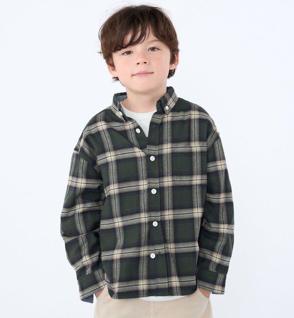 SHIPS KIDS「SHIPS KIDS:100～130cm / ネル チェック ボタンダウン シャツ」|シャツ・ブラウス|