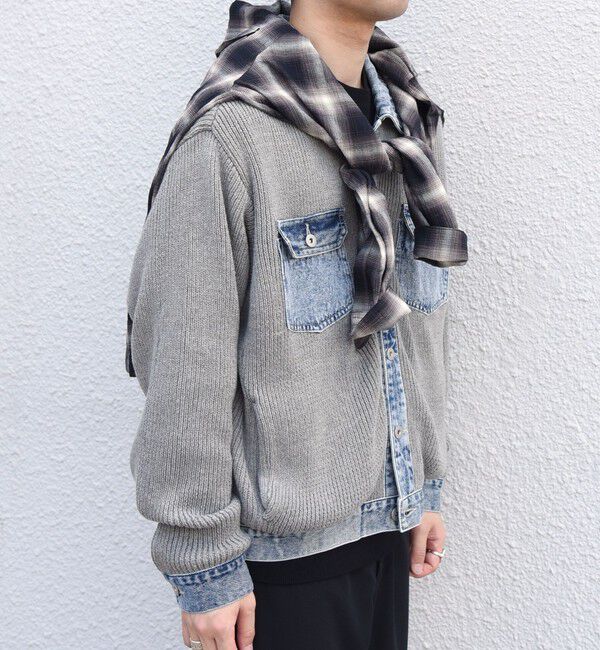 SHIPS any「SHIPS any:〈手洗い可能〉デニム ニット コンビ ポケット ブルゾン◆」|ブルゾン・スタジャン|
