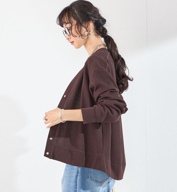 SHIPS Colors 「《予約》SHIPS Colors:〈手洗い可能〉変形 ワッフル スキッパー カーディガン◆」|カーディガン|