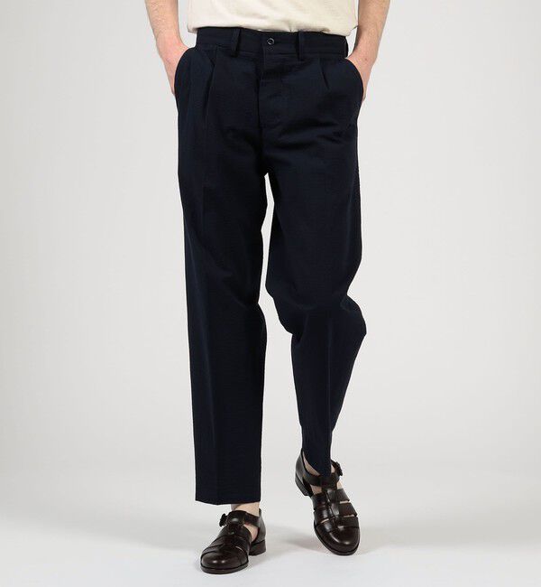 TOMORROWLAND MENS「【別注】Salvatore Piccolo MARCELLO コットンシアサッカー 1プリーツテーパードパンツ」|スラックス|