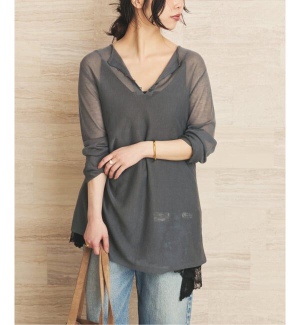 Plage「Acetate mix 2way flare ニット」|ニット・セーター|グレー