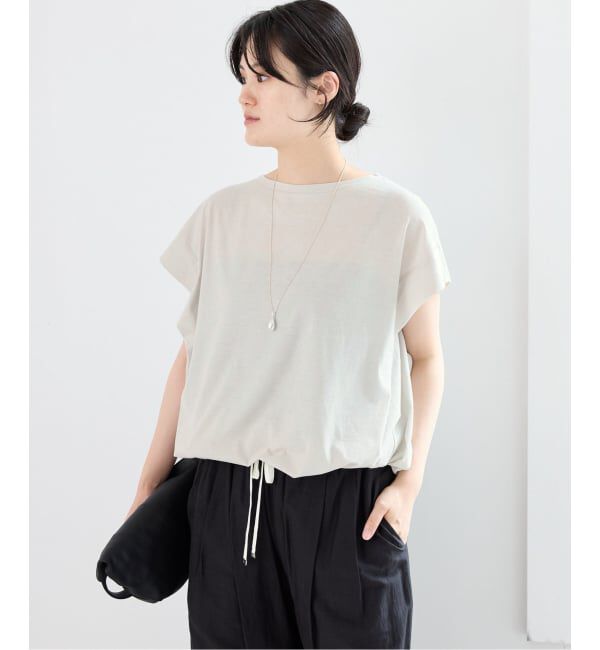 IENA「《追加/接触冷感》フレンチタックスリーブ ドロストTシャツ」|Tシャツ・カットソー|