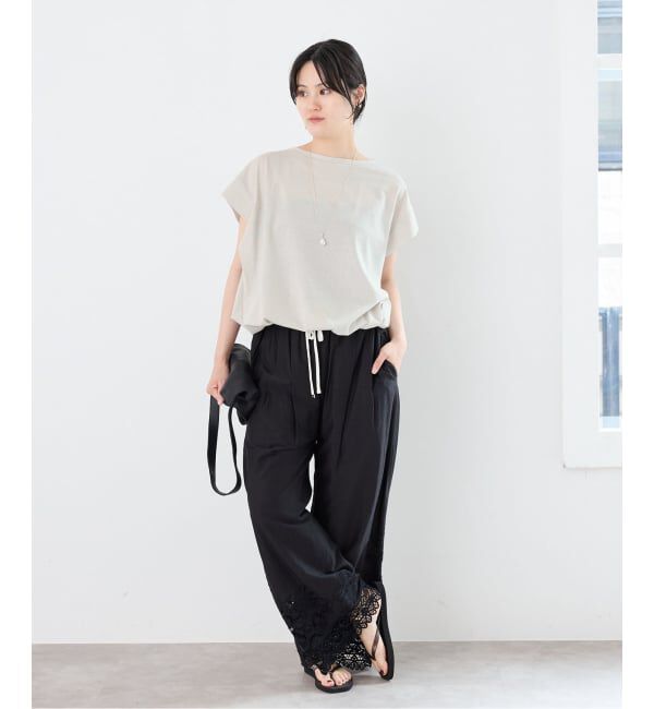 IENA「《追加/接触冷感》フレンチタックスリーブ ドロストTシャツ」|Tシャツ・カットソー|