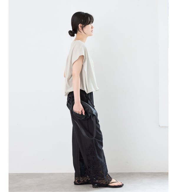 IENA「《追加/接触冷感》フレンチタックスリーブ ドロストTシャツ」|Tシャツ・カットソー|