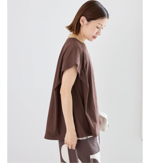 IENA「《追加/接触冷感》フレンチタックスリーブ ドロストTシャツ」|Tシャツ・カットソー|