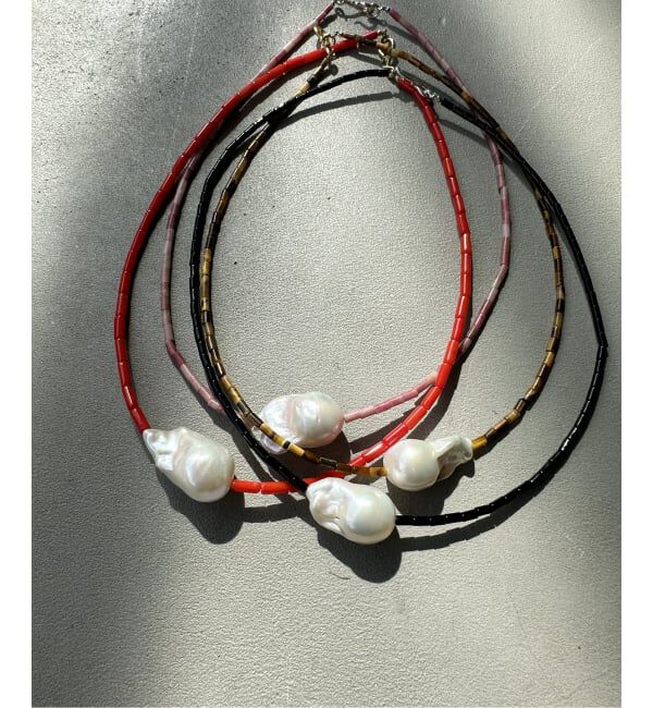 FRAMeWORK「PREEK/プリーク Baroque pearl stone line choker ネックレス」|ネックレス|