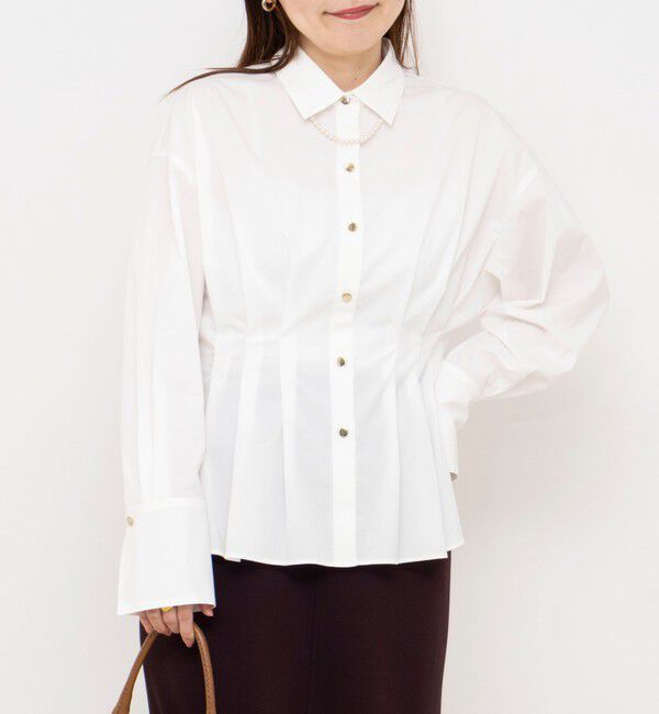 NOLLEY'S sophi「【一部WEB限定カラー】ウォッシャブルウエストタックストレッチシャツ」|シャツ・ブラウス|ホワイト