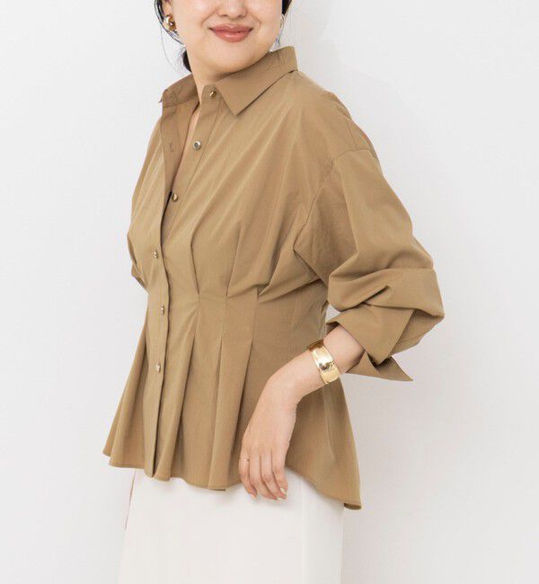 NOLLEY'S sophi「【一部WEB限定カラー】ウォッシャブルウエストタックストレッチシャツ」|シャツ・ブラウス|キャメル