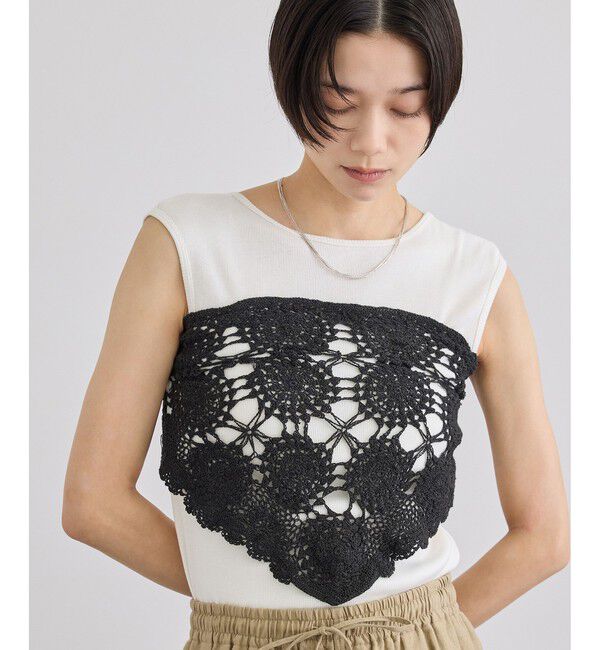 SALON adam et rope'「【WEB限定】クロシェバブーシュカ」|バンダナ・スカーフ|ブラック(01)