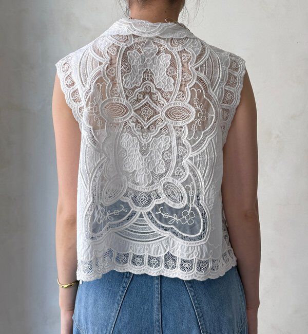  「レース刺繍襟付タンクブラウス」|シャツ・ブラウス|