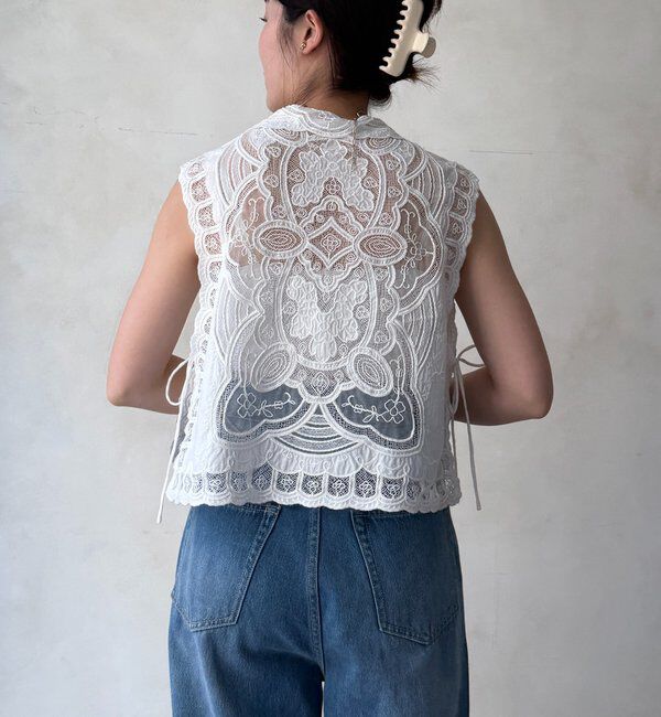  「レース刺繍襟付タンクブラウス」|シャツ・ブラウス|
