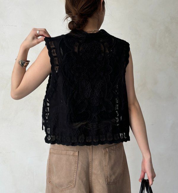  「レース刺繍襟付タンクブラウス」|シャツ・ブラウス|