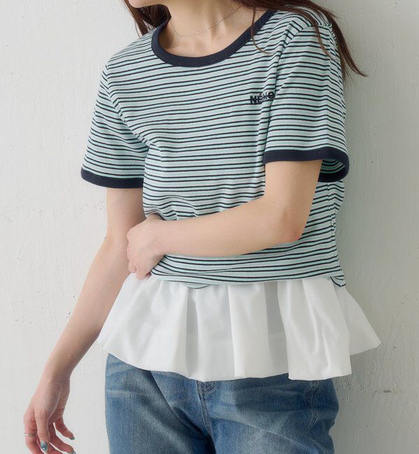  「ボーダー刺繍TEE」|Tシャツ・カットソー|