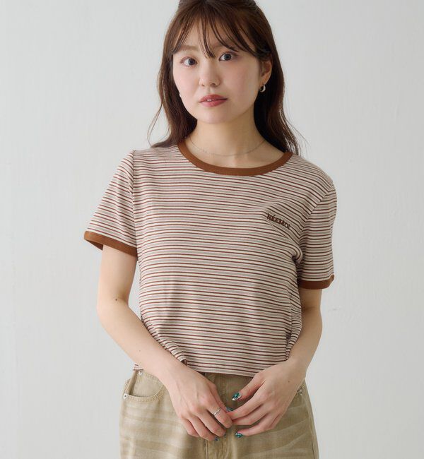  「ボーダー刺繍TEE」|Tシャツ・カットソー|