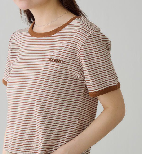  「ボーダー刺繍TEE」|Tシャツ・カットソー|
