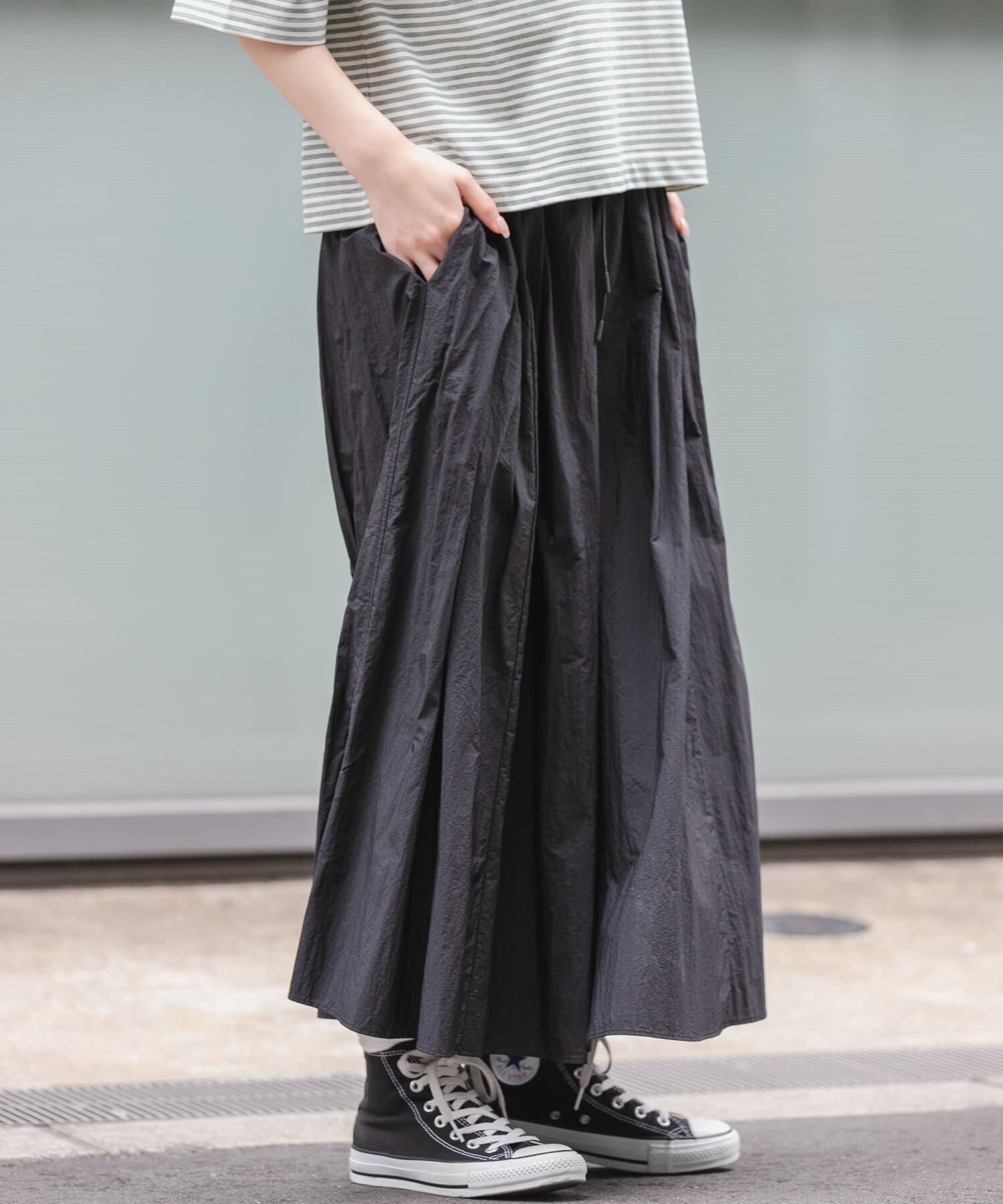 URBAN RESEARCH DOORS「FORK&SPOON　ナイロンギャザースカート」|スカート|