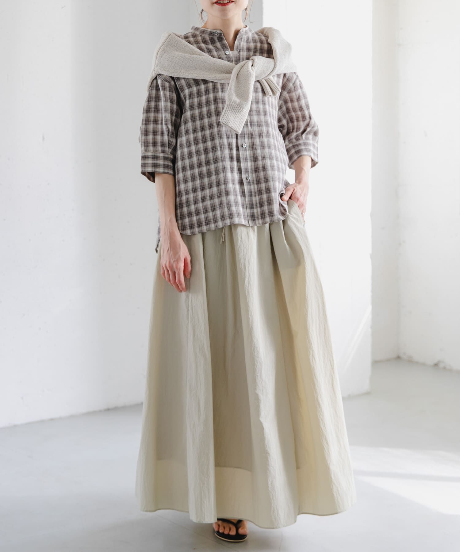 URBAN RESEARCH DOORS「FORK&SPOON　ナイロンギャザースカート」|スカート|