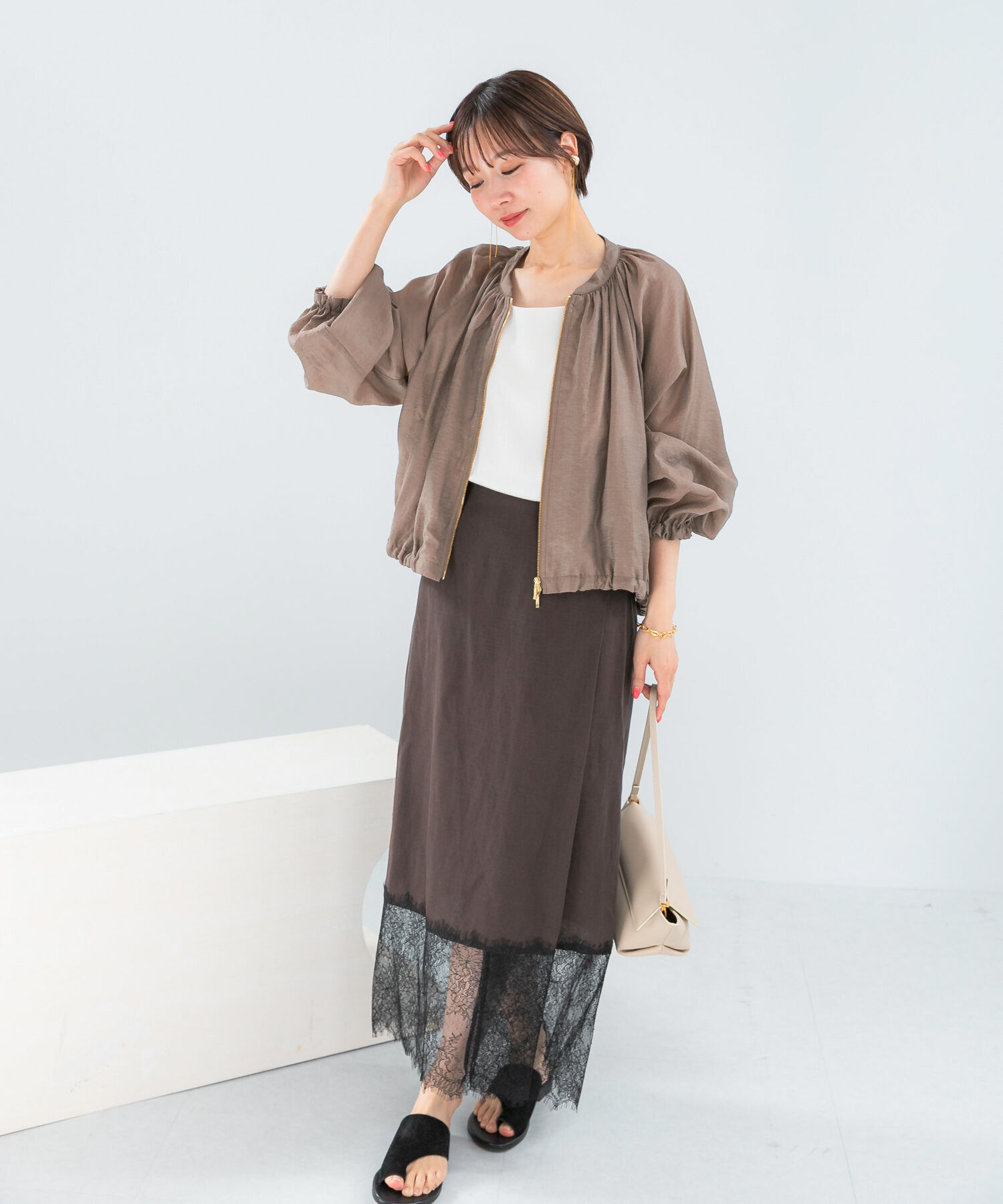 URBAN RESEARCH ROSSO「レースドッキングリネンスカート」|スカート|
