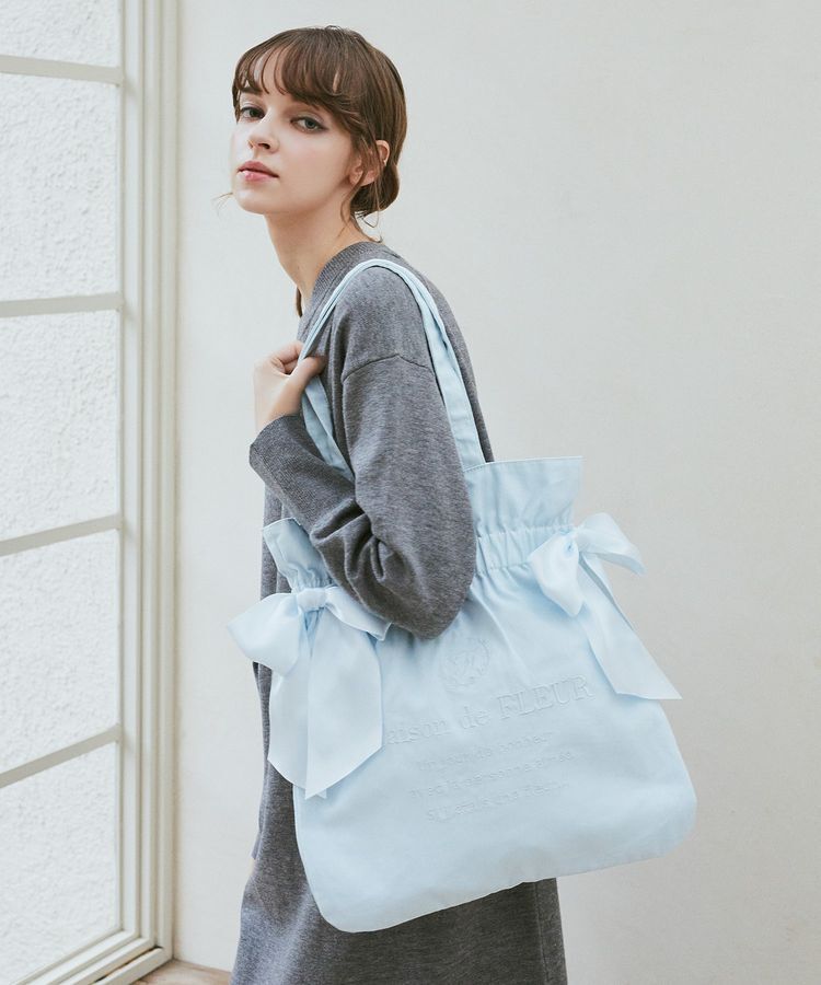Maison de FLEUR「EC限定 キャンバスダブルリボントートバッグ」|トートバッグ|ライトブルー