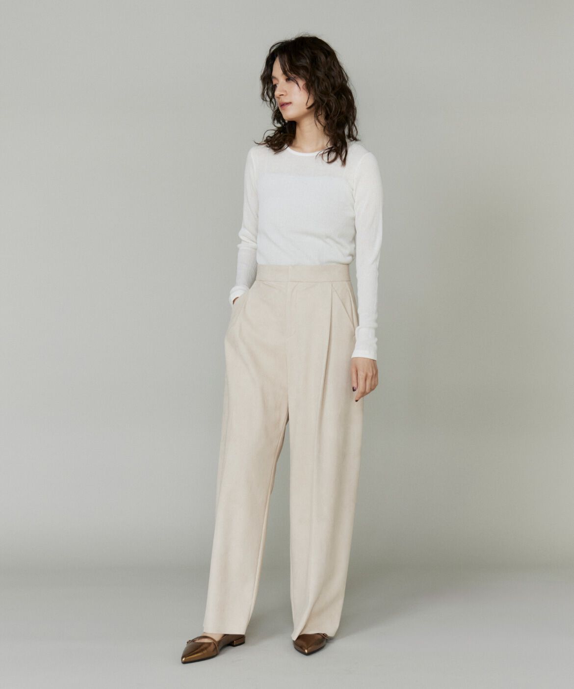 la veille by SUPERIOR CLOSET「《大きいサイズ》フェイクスエードタックワイドパンツ」|その他|