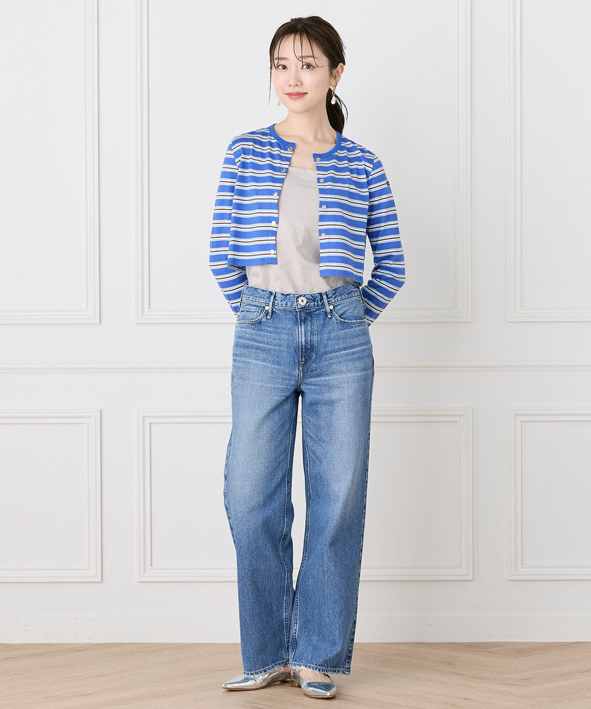 INED「ワイドストレートデニムパンツ　THE NIECE MID-RISE《upper hights》」|デニム|