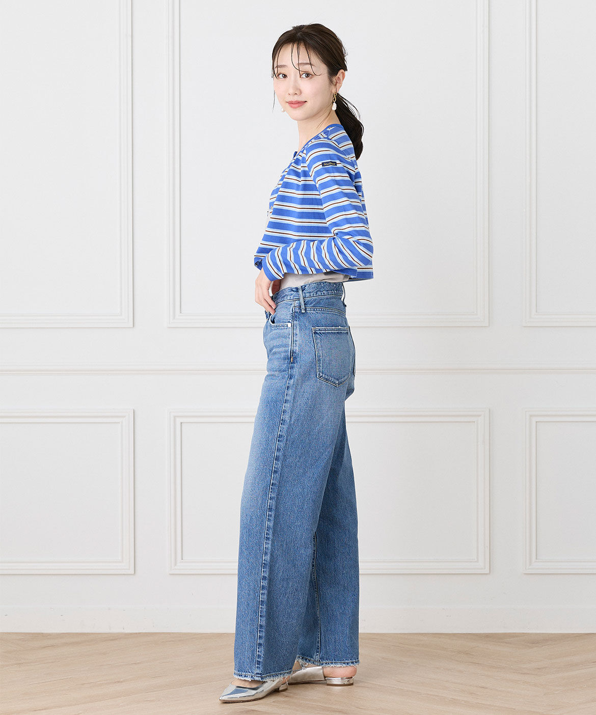 INED「ワイドストレートデニムパンツ　THE NIECE MID-RISE《upper hights》」|デニム|