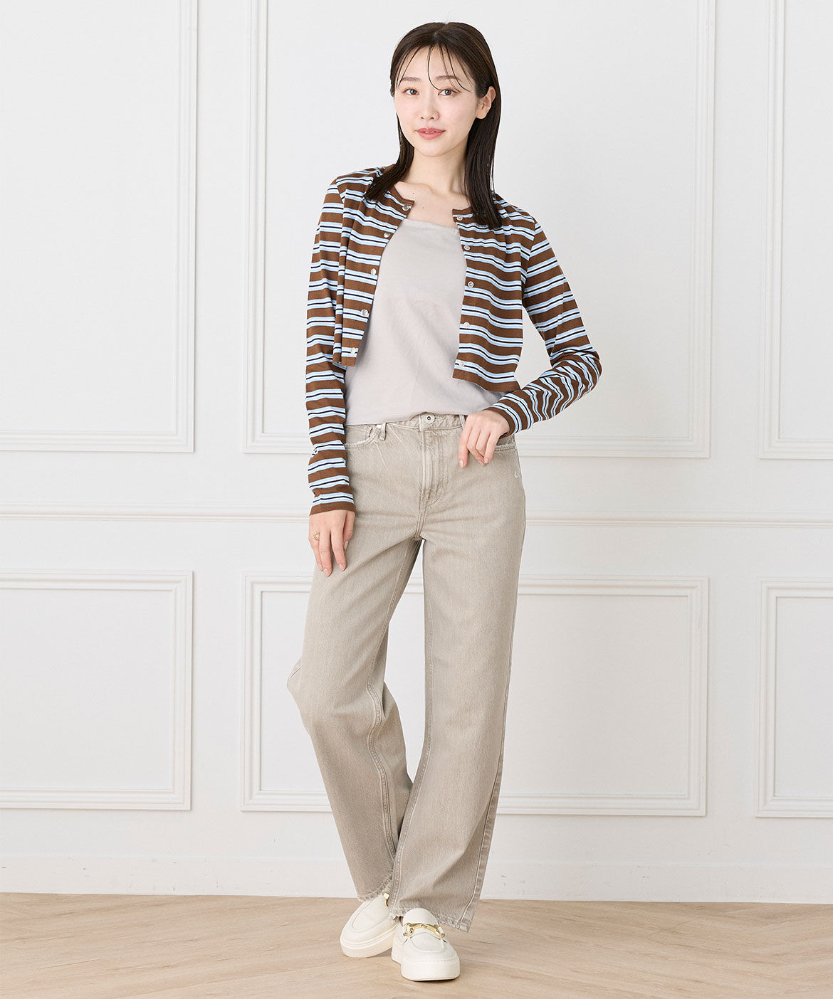 INED「ワイドストレートデニムパンツ　THE NIECE MID-RISE《upper hights》」|デニム|