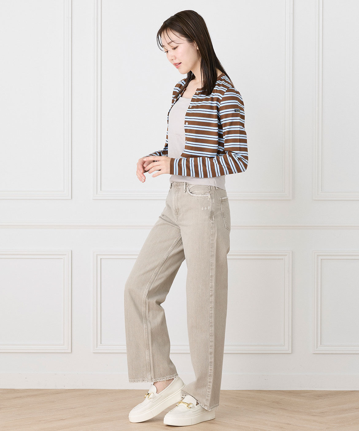INED「ワイドストレートデニムパンツ　THE NIECE MID-RISE《upper hights》」|デニム|