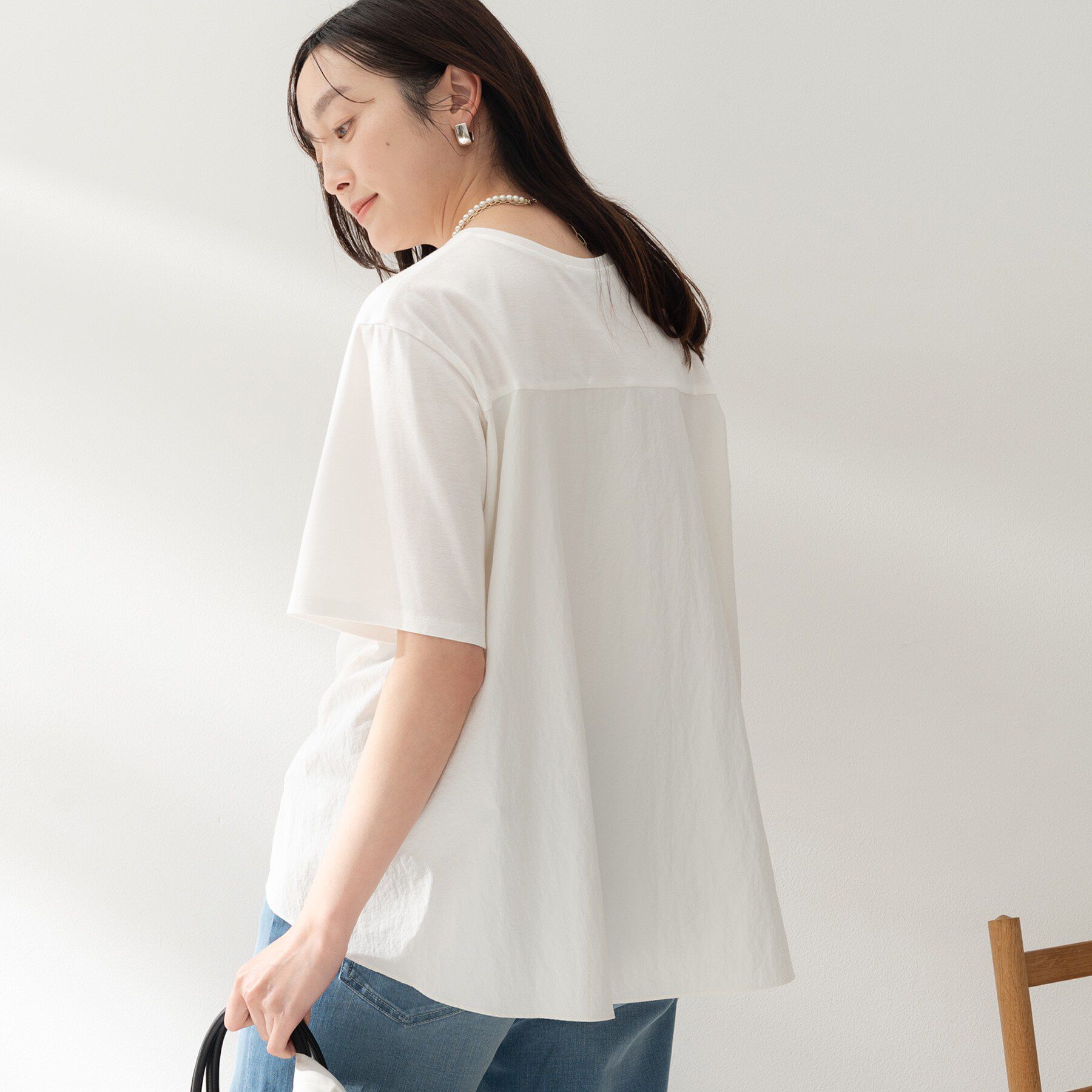 UNTITLED「【洗える/Tシャツ】異素材ドッキングプルオーバー」|Tシャツ・カットソー|